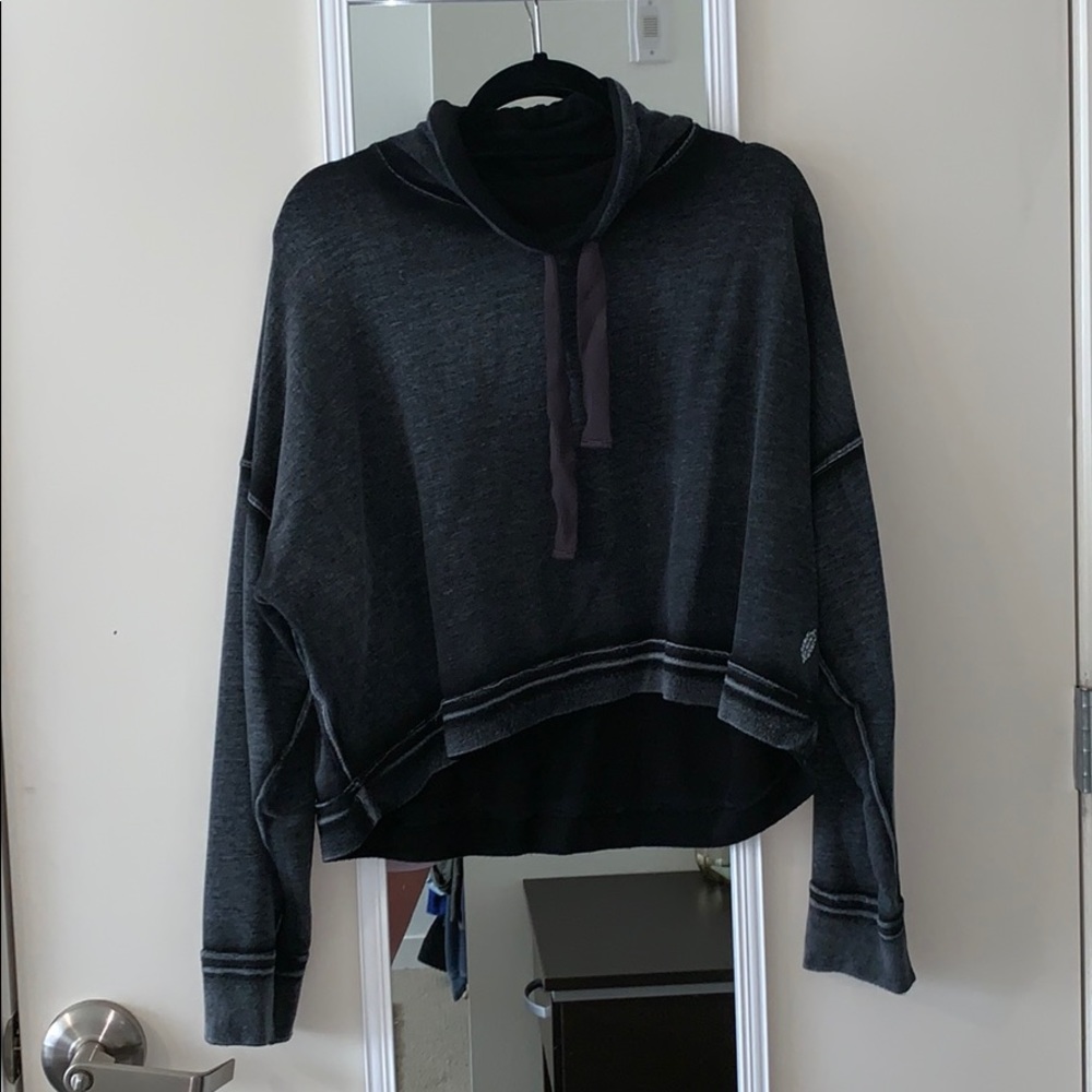 free people dark grey cropped sweatshirt
